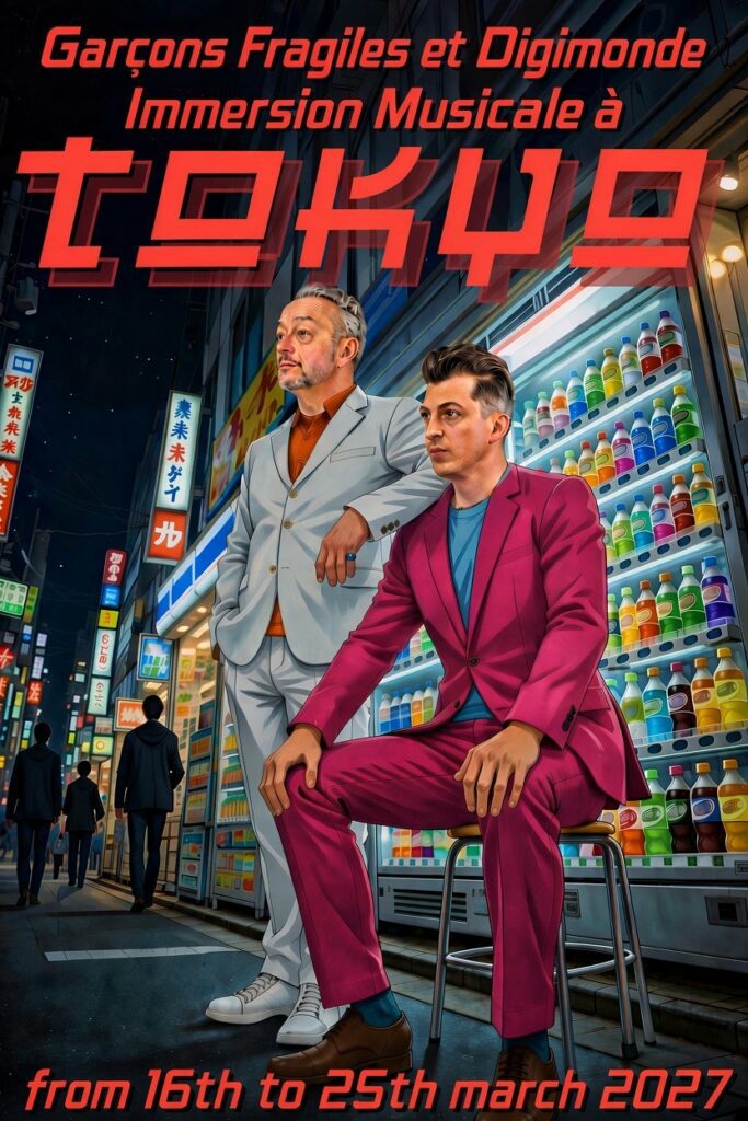 Affiche Garçons Fragiles et Digimonde : immersion musicale à Tokyo du 16 au 25 mars 2027