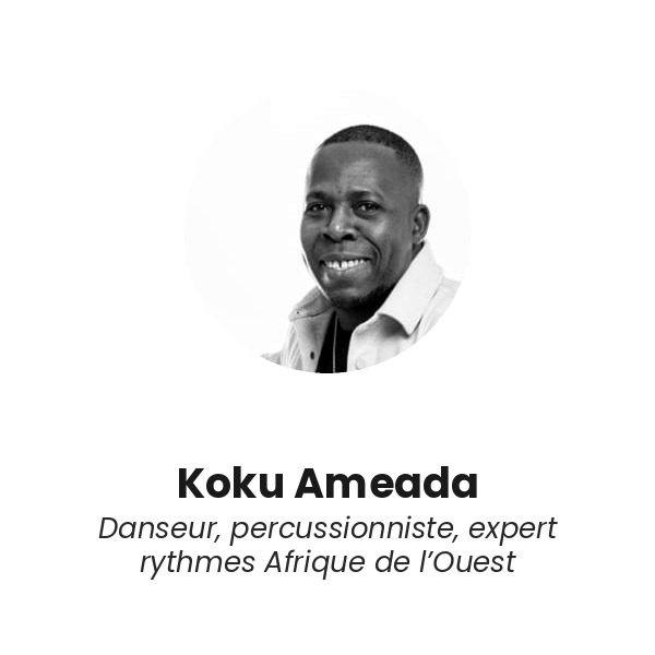 Koku Ameada, danseur et percussionniste, expert des rythmes d’Afrique de l’Ouest